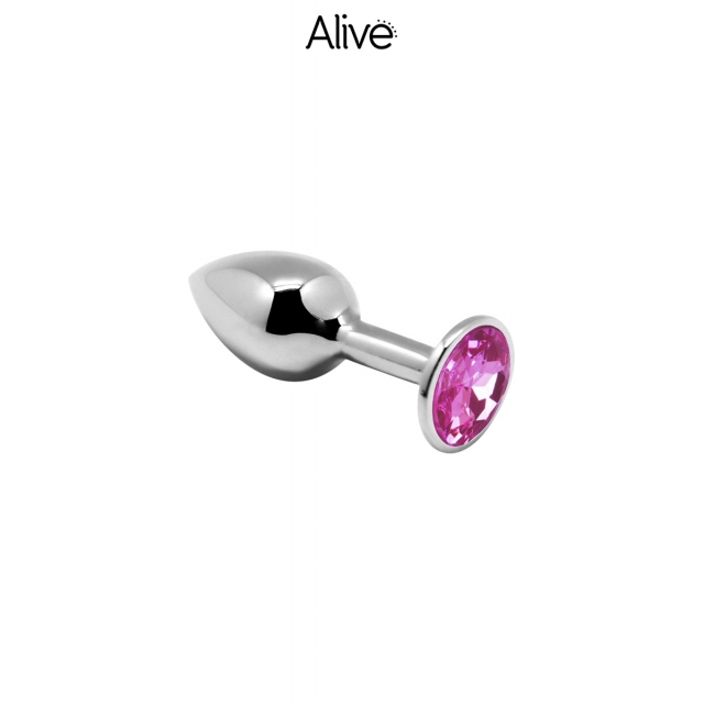 Plug métal bijou rose M - Alive